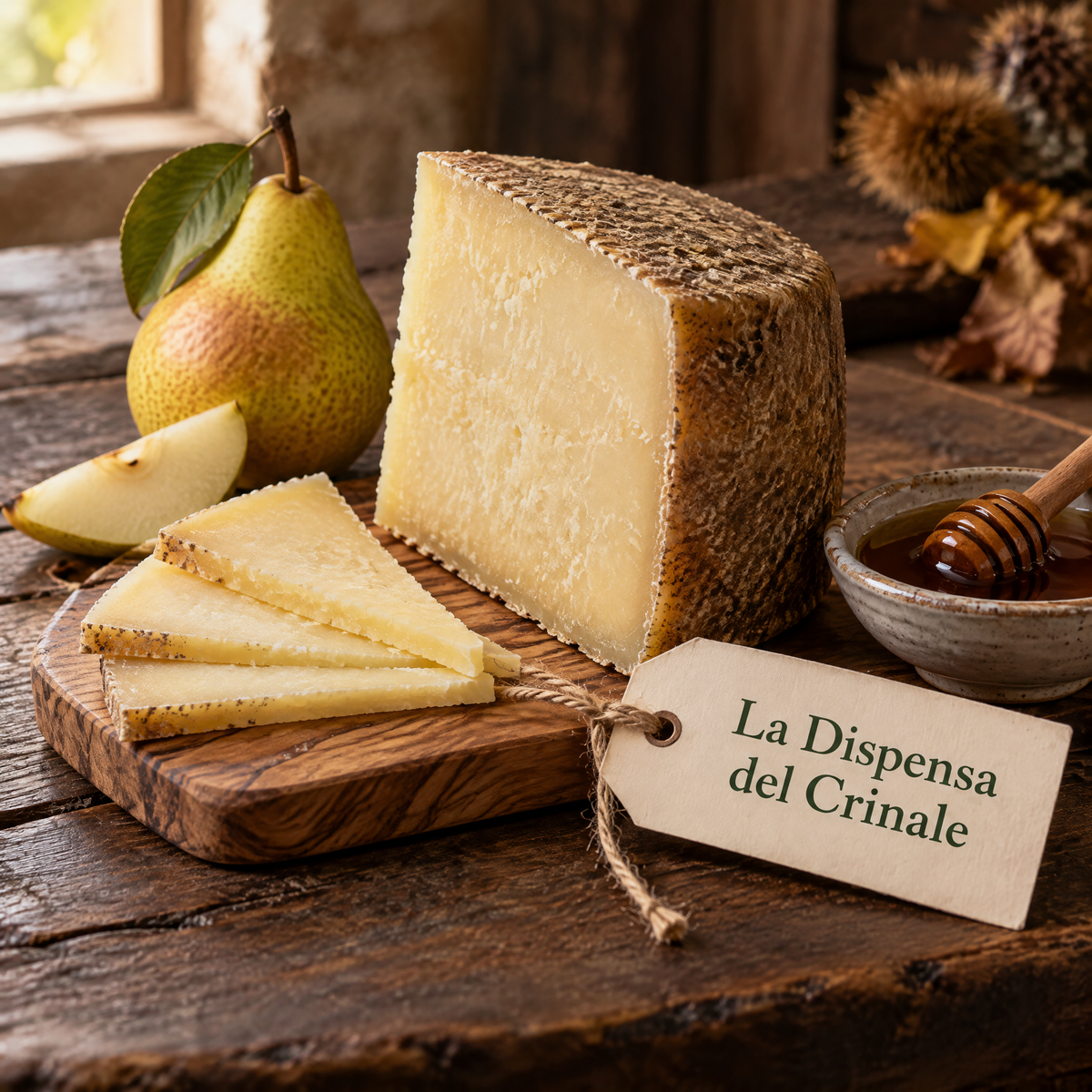 Pecorino di montagna stagionato La Dispensa del Crinale con pera e miele